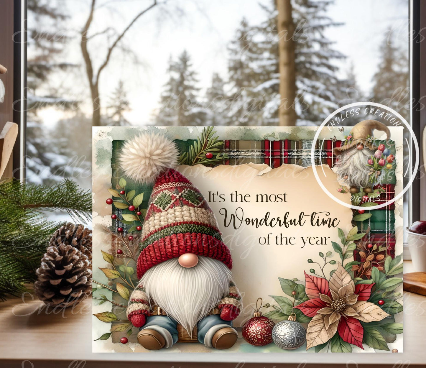 WINTER GNOME RECTANGLE CUTTING BOARD