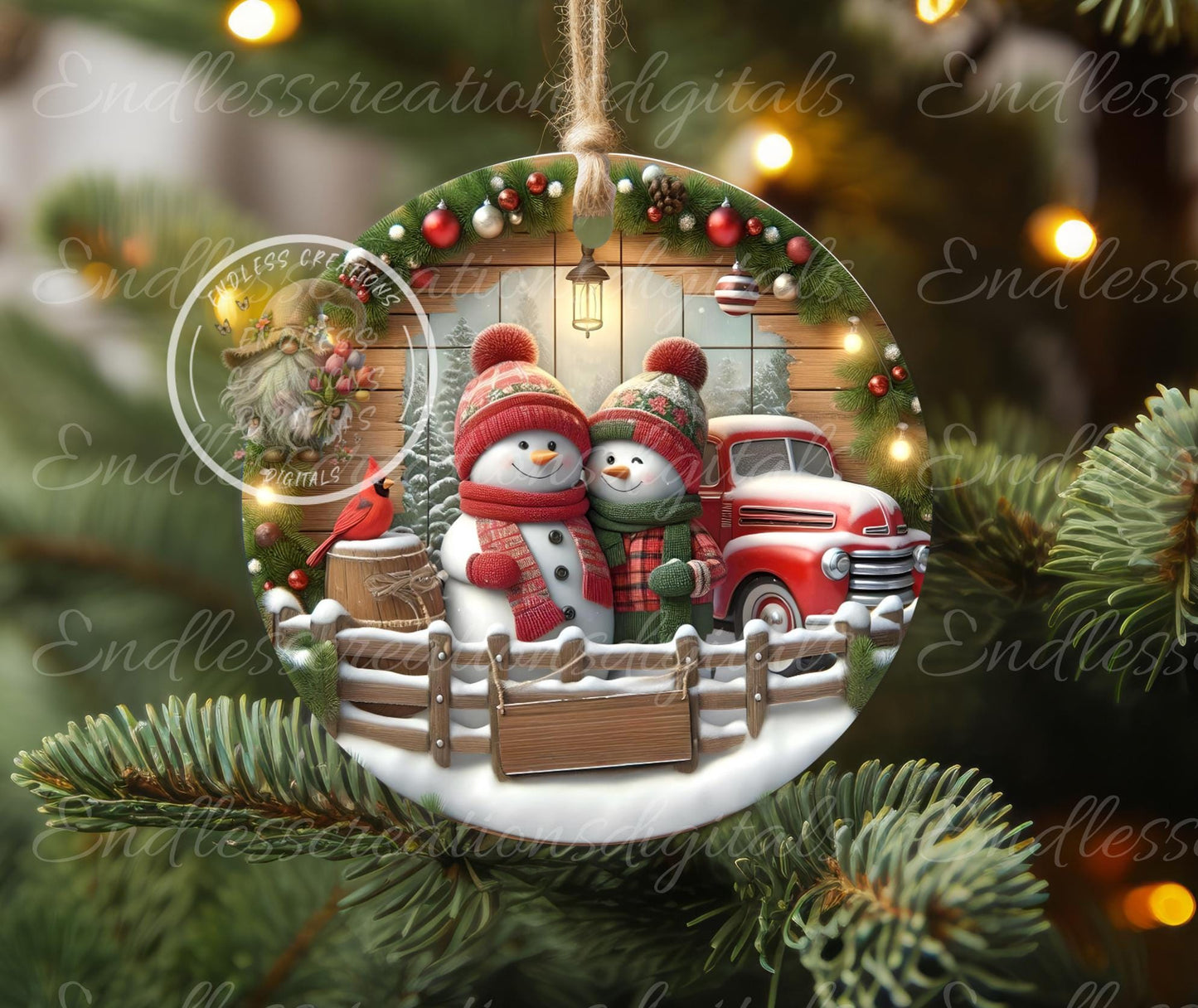 SNOWMAN COUPLE FIRST CHRISTMAS ORNAMENT/GIFT TAG
