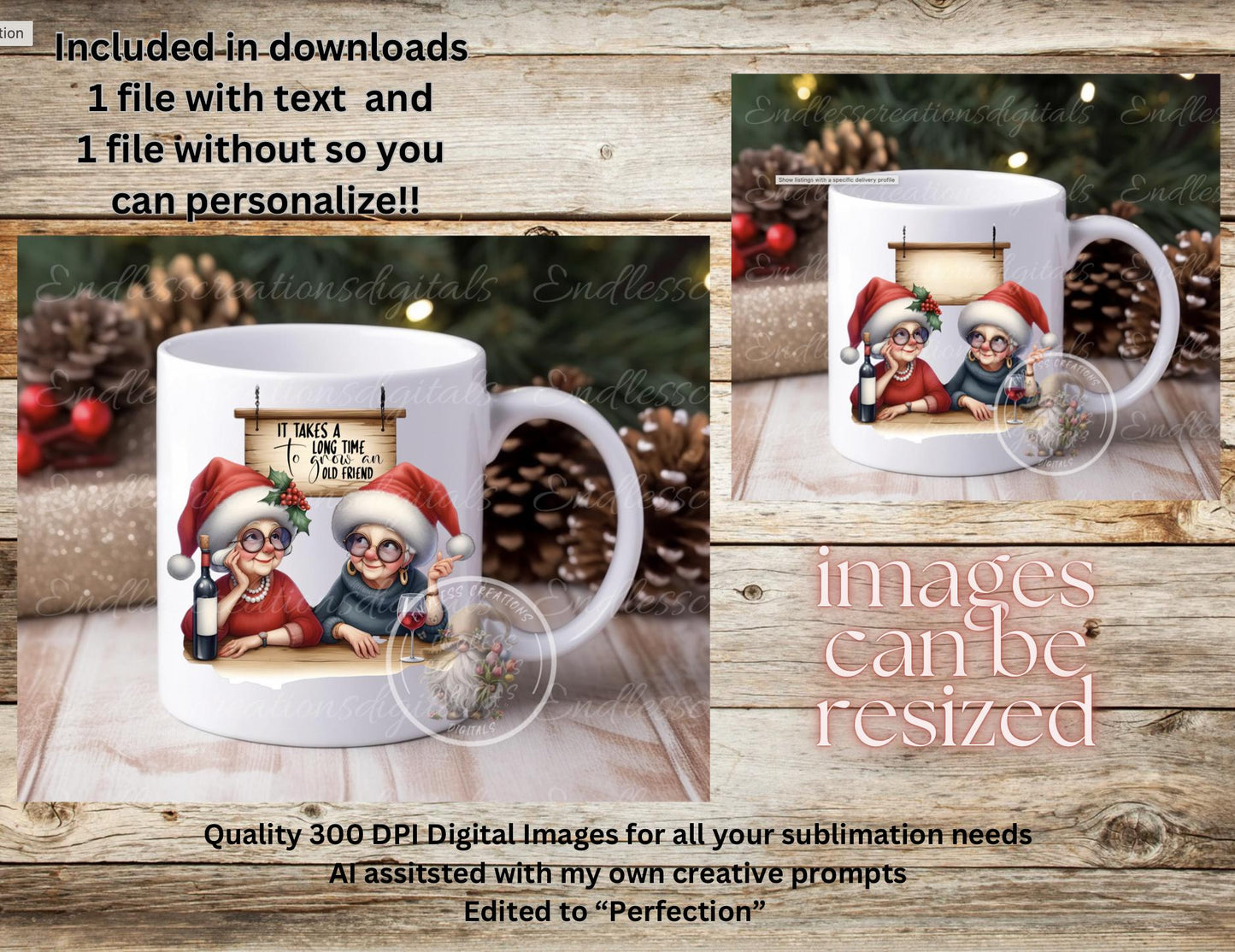 GROW OLD FRIENDS CHRISTMAS ORNAMENT/GIFT TAG