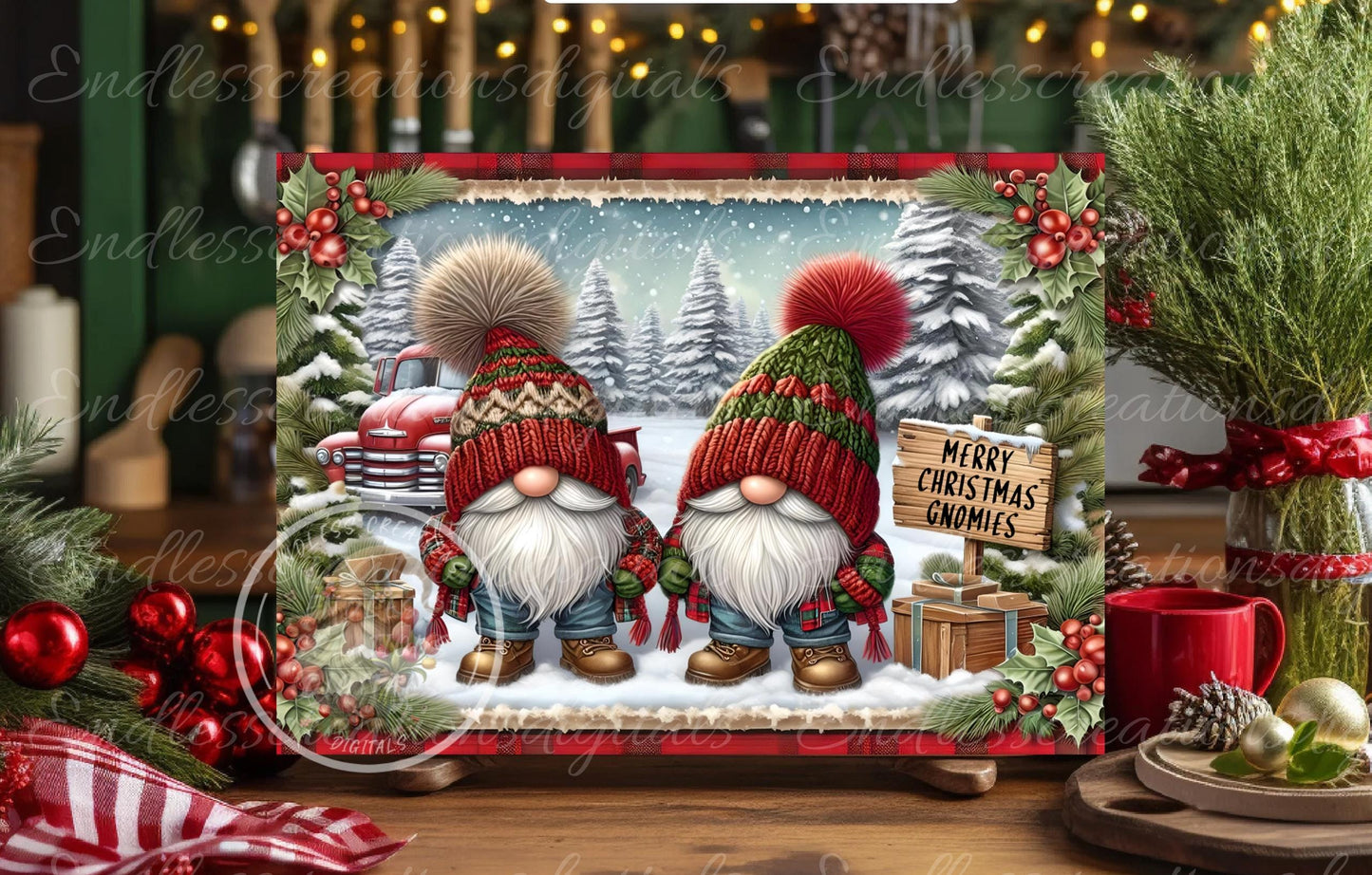 MERRY CHRISTMAS GNOMES cutting board sublimation sublimation high resolution, 2 files for download, 1 add your own text, can be resized