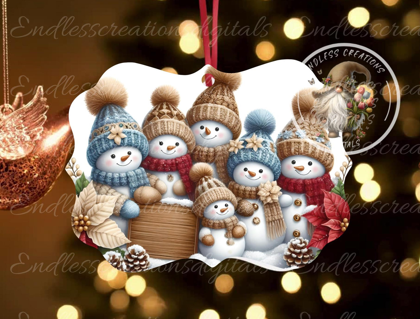 SNOWMAN FAMILY CHRISTMAS ornaments, Door Hanger for sublimation high resolution 5 files for download, personalize with text