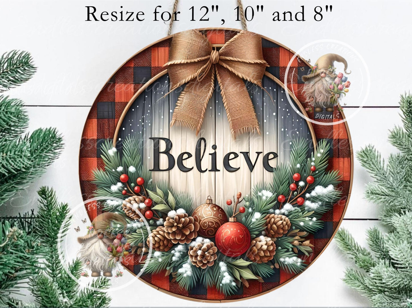 BELIEVE PLAID CHRISTMAS ROUND