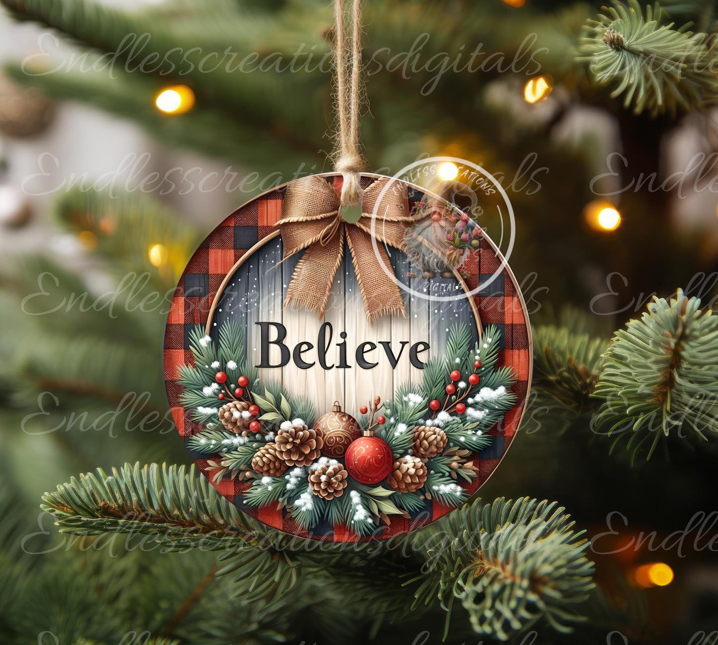 BELIEVE PLAID CHRISTMAS ROUND