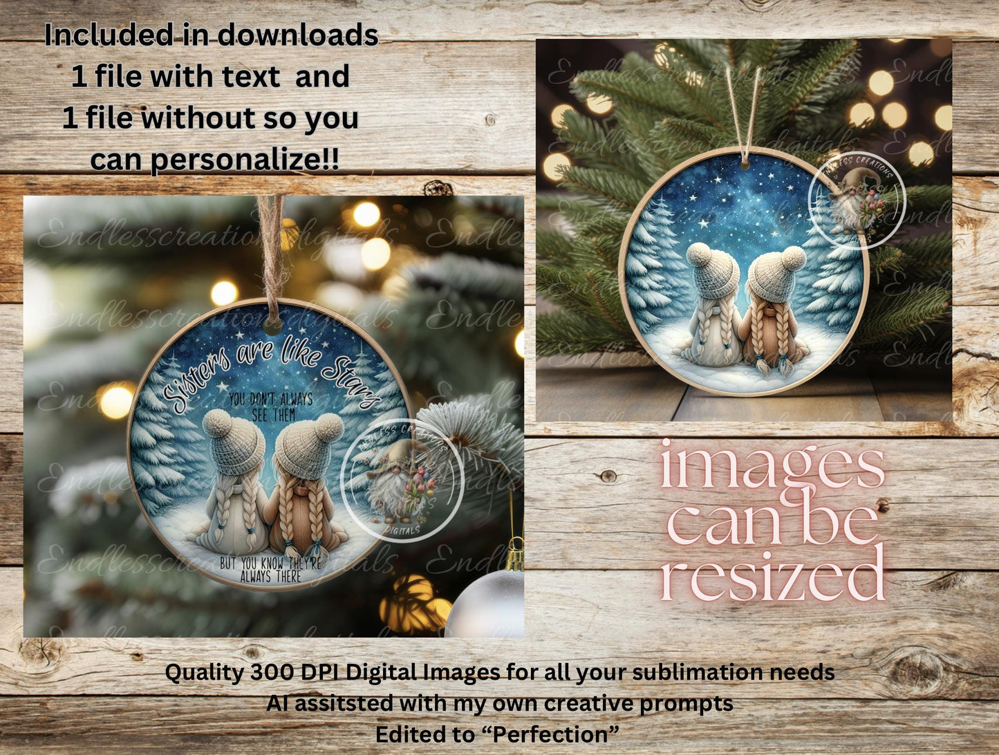 SISTERS ARE STARS CHRISTMAS ORNAMENT