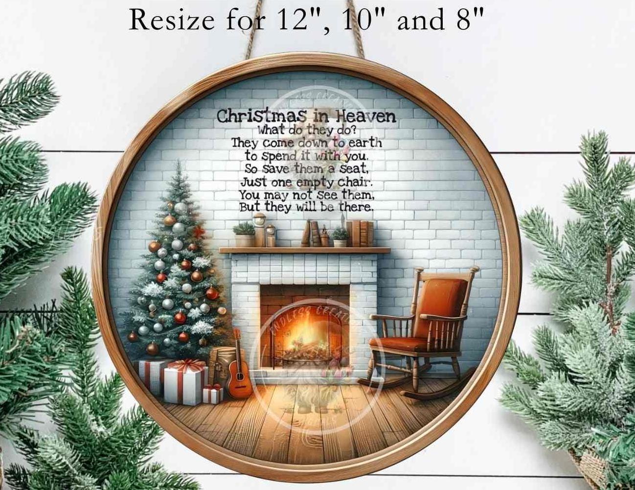 CHRISTMAS IN HEAVEN Door hanger, wreath sign, cutting board, Ornament can resize for sublimation high resolution 2 files 1 add text