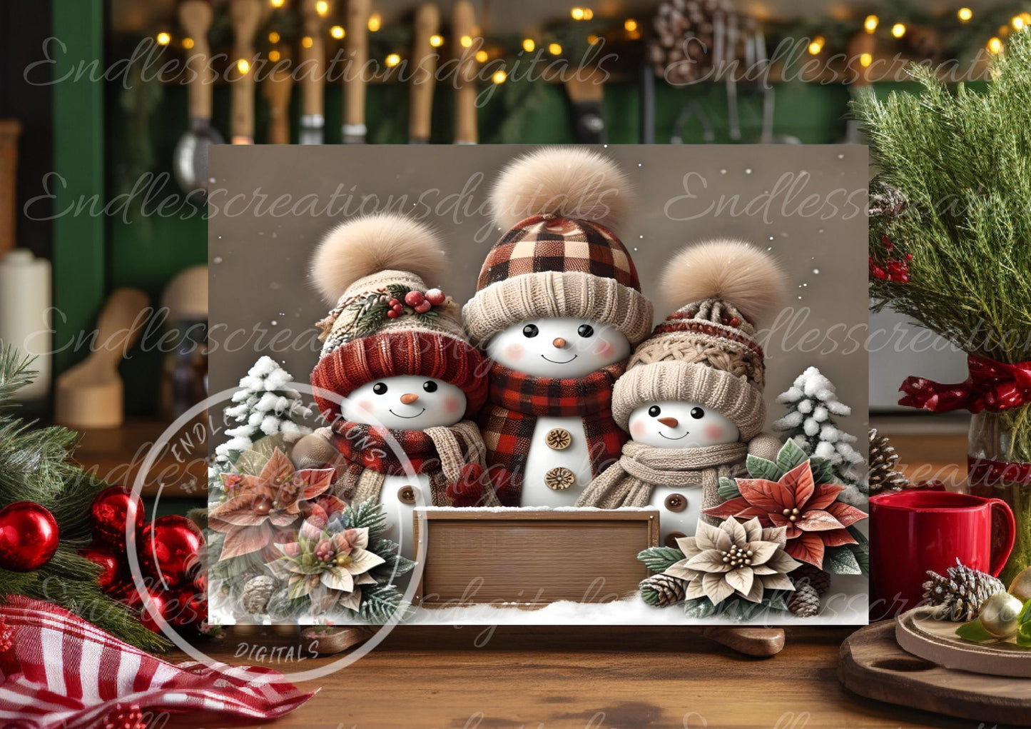 SNOWMAN FAMILY CHRISTMAS RECTANGLE