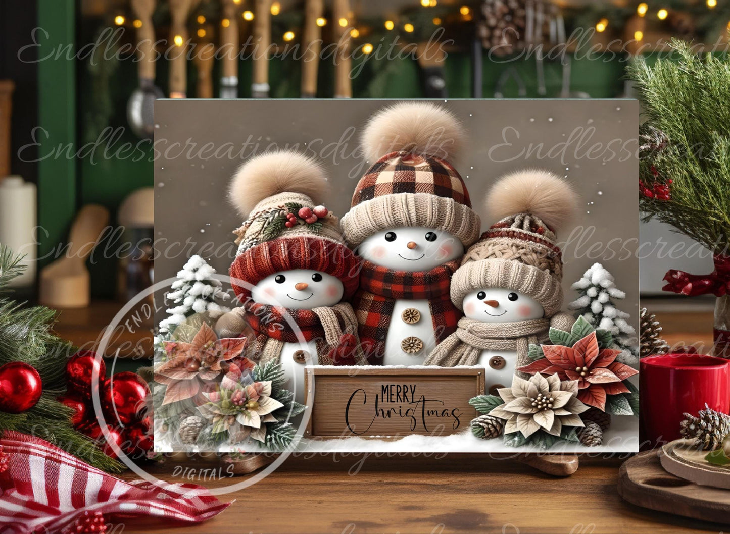 SNOWMAN FAMILY CHRISTMAS RECTANGLE