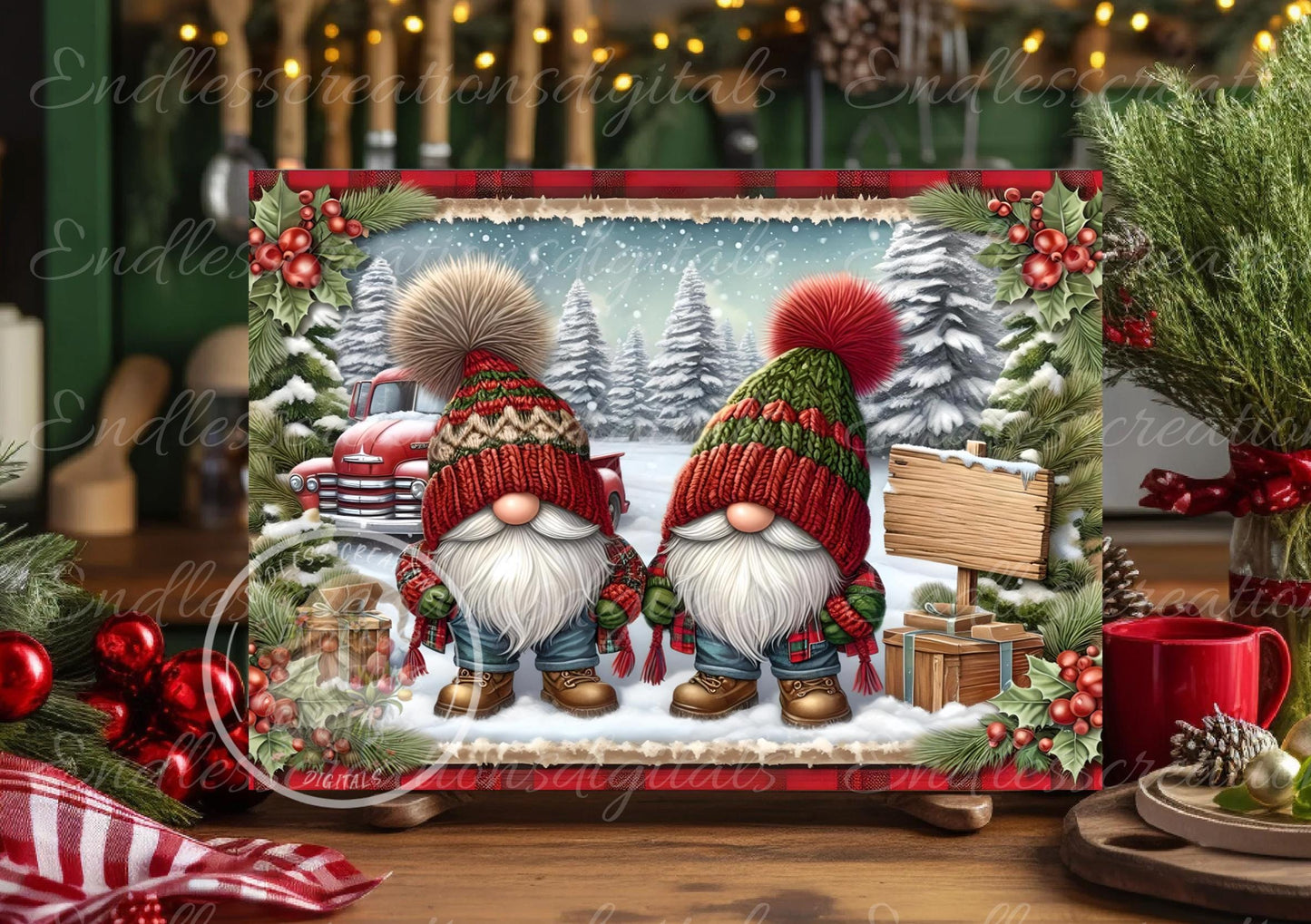 MERRY CHRISTMAS GNOMES cutting board sublimation sublimation high resolution, 2 files for download, 1 add your own text, can be resized