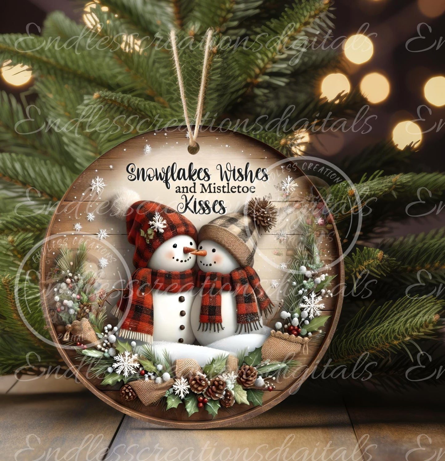 SNOWFLAKE KISSES WINTER ROUND ORNAMENT