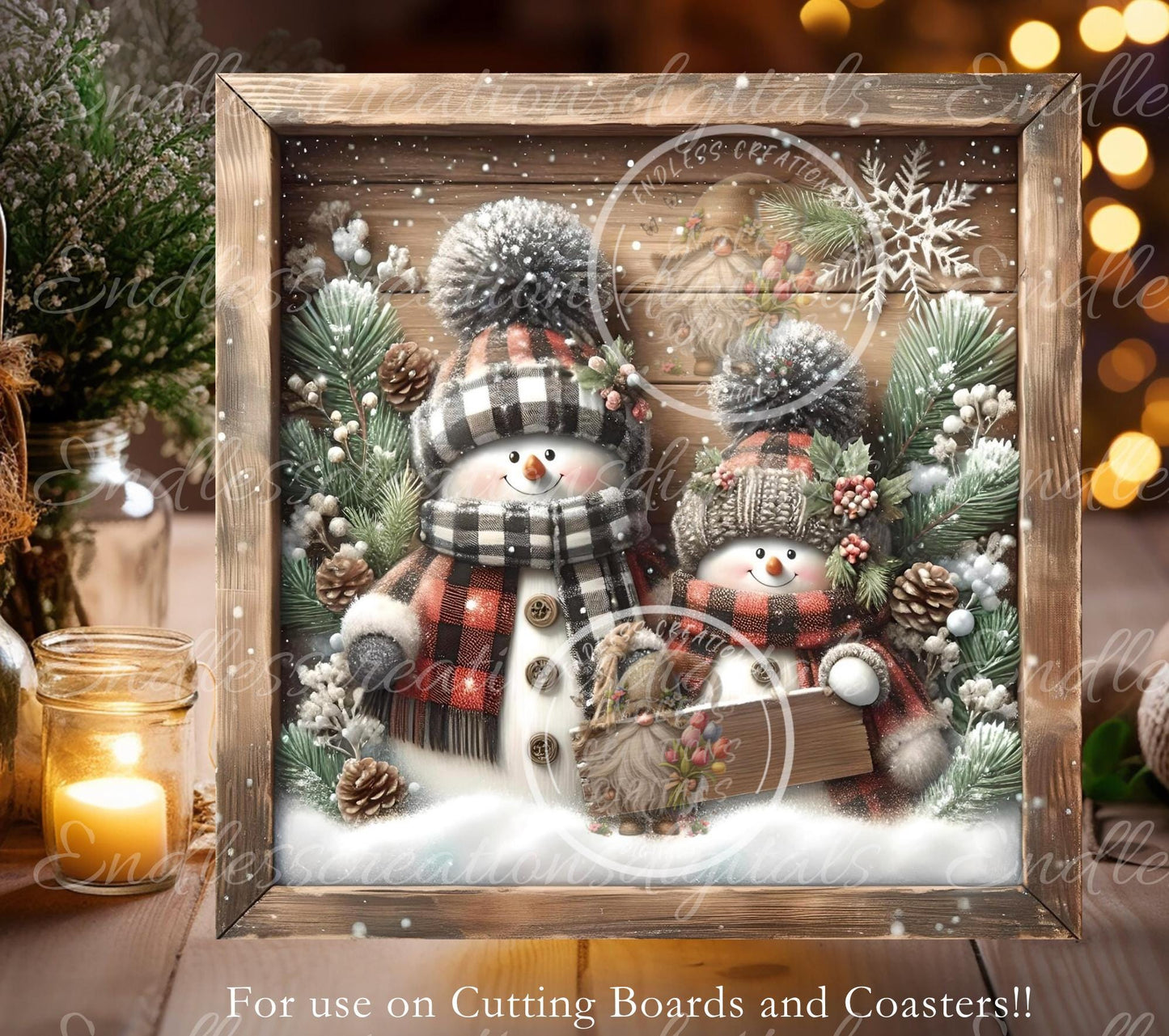 LET IT SNOW Square Door Hanger, cutting board, coasters, sublimation high resolution 2 files for download 1 add your own text Resize