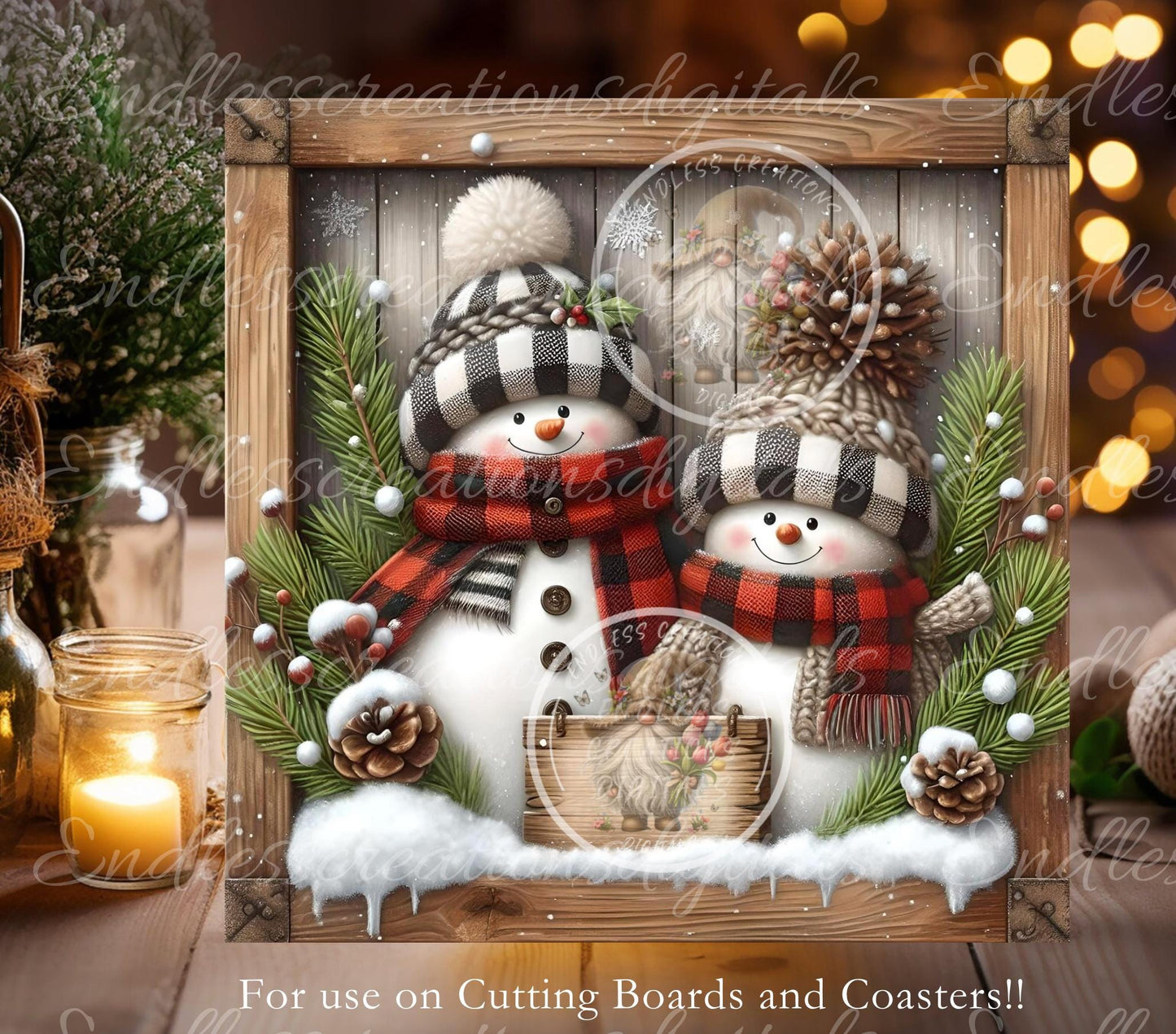 LET IT SNOW Square Door Hanger, cutting board, coasters, sublimation high resolution 2 files for download 1 add your own text Resize