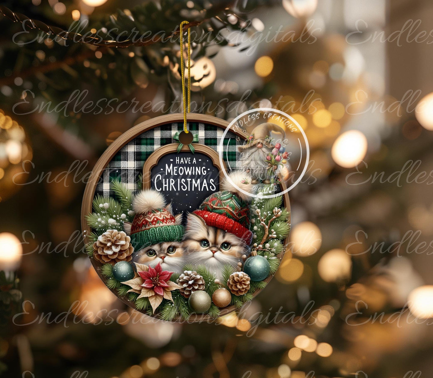 ROUND MEOWING CHRISTMAS KITTENS