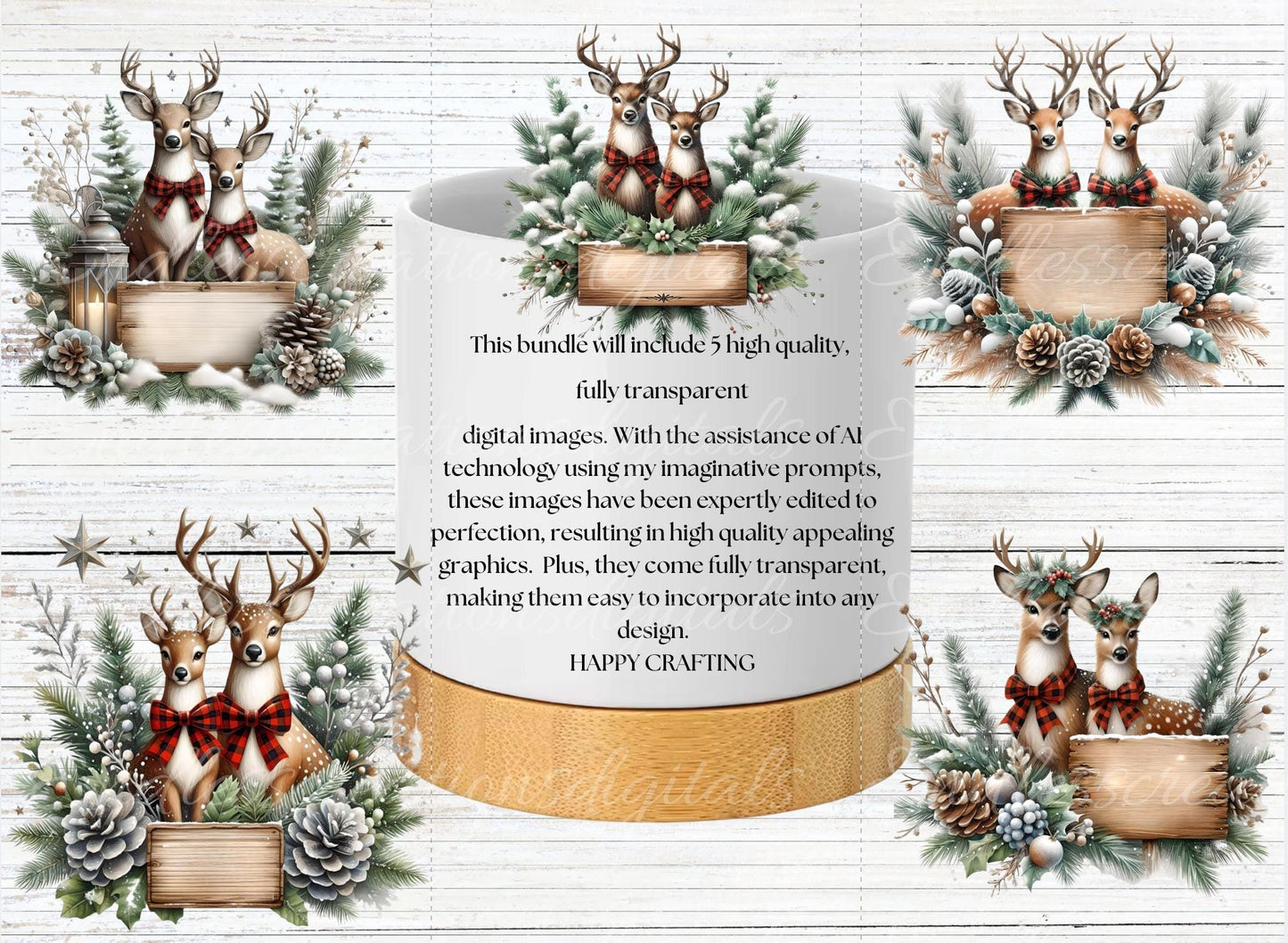 CHRISTMAS DEER PILLOW covers, tea towel, mugs, . sublimation package of 5 blanks add your own text high definition 300 Dpi, transparent,
