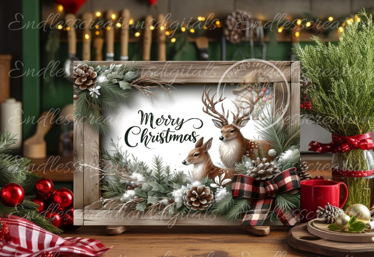 RUSTIC CHRISTMAS DEER cutting board sublimation sublimation high resolution, 2 files for download 1 add your own text can be resized