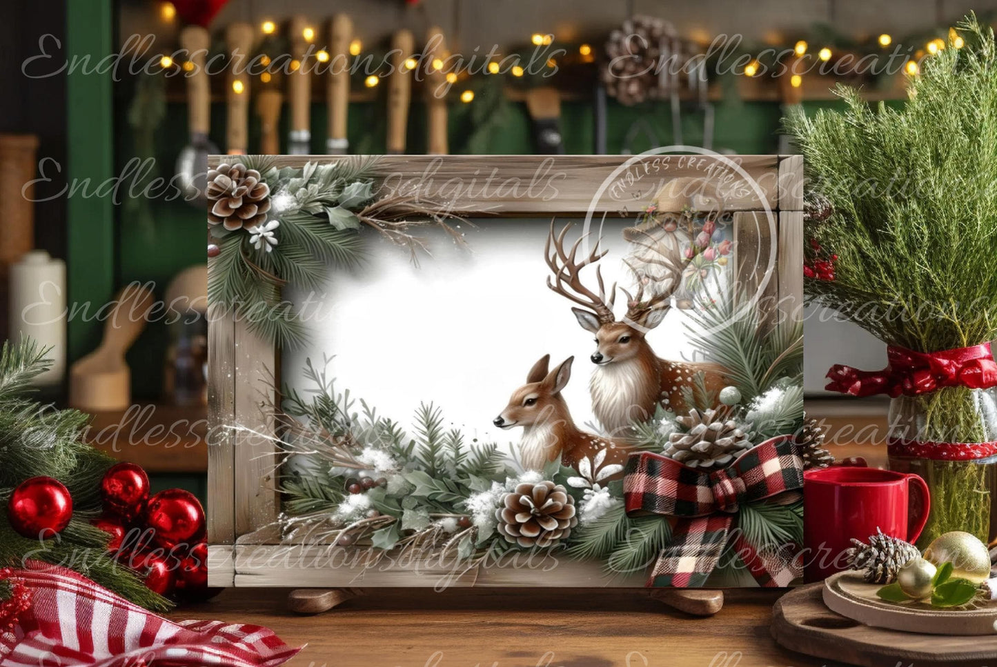 RUSTIC CHRISTMAS DEER cutting board sublimation sublimation high resolution, 2 files for download 1 add your own text can be resized