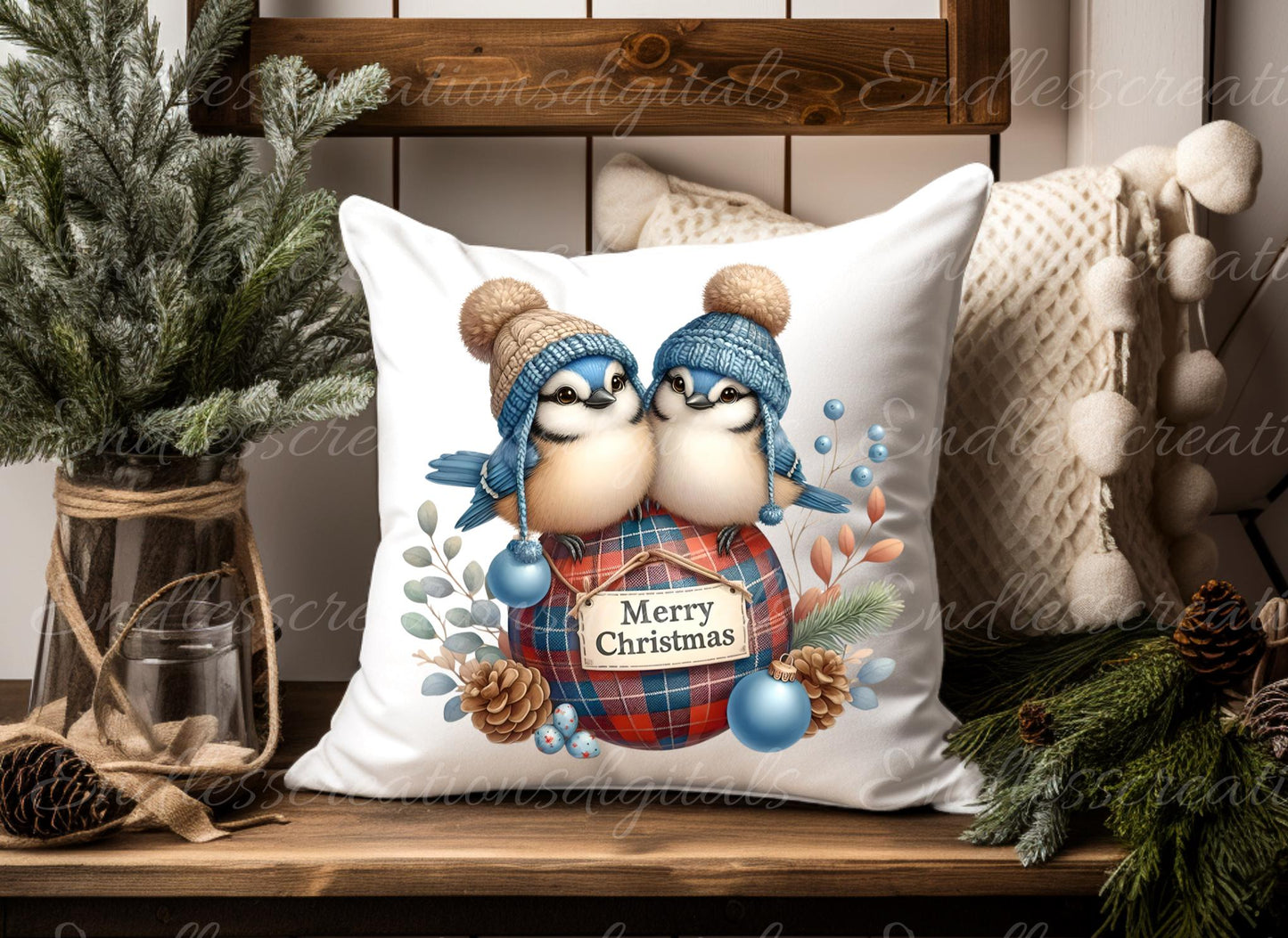 CUTE BLUEJAY CHRISTMAS TRANSPARENCIES