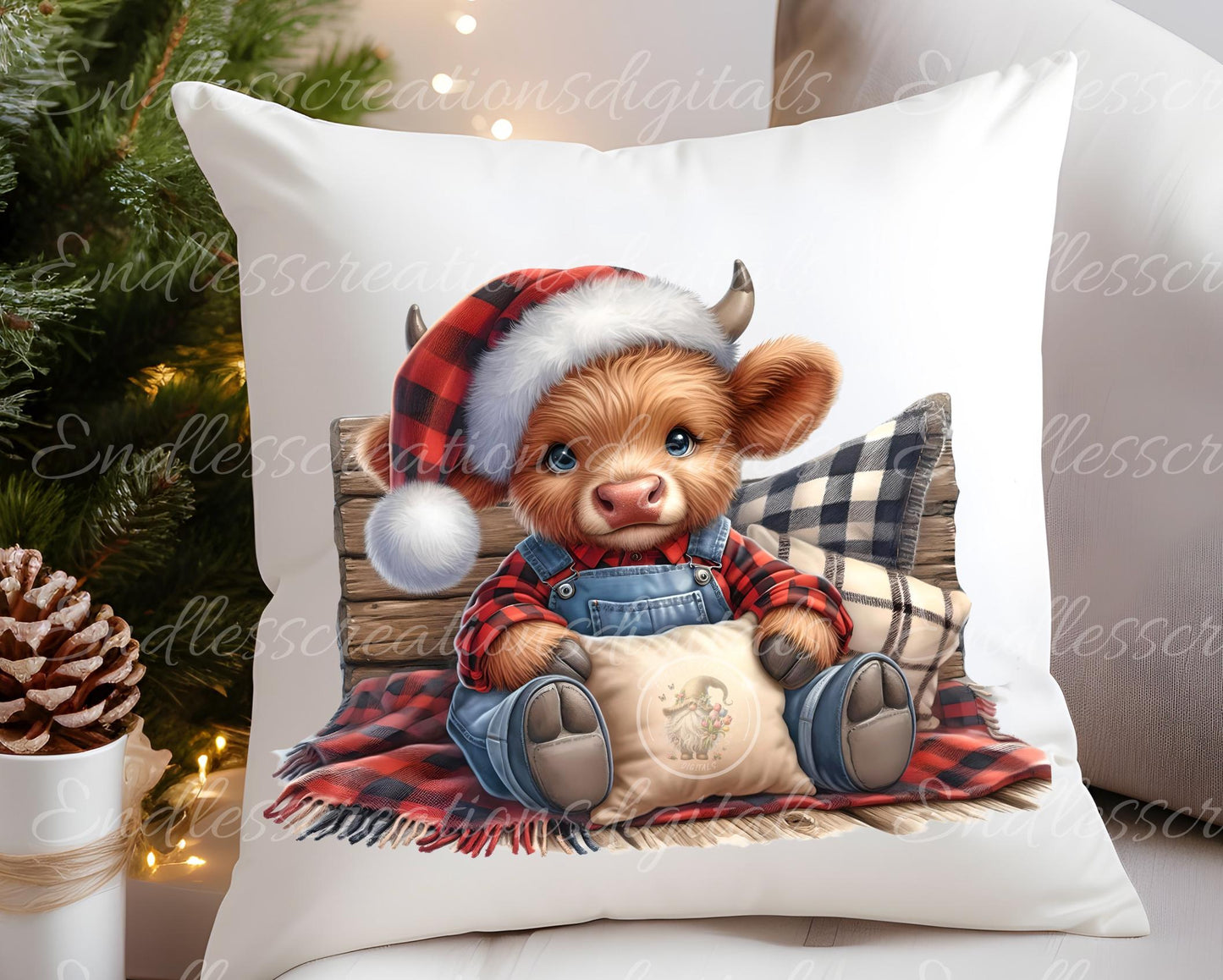 WINTER COW Pillow covers, tea towel, tote bags mugs plant pots etc. sublimation 5 high definition 300 Dpi, transparent, add your own text