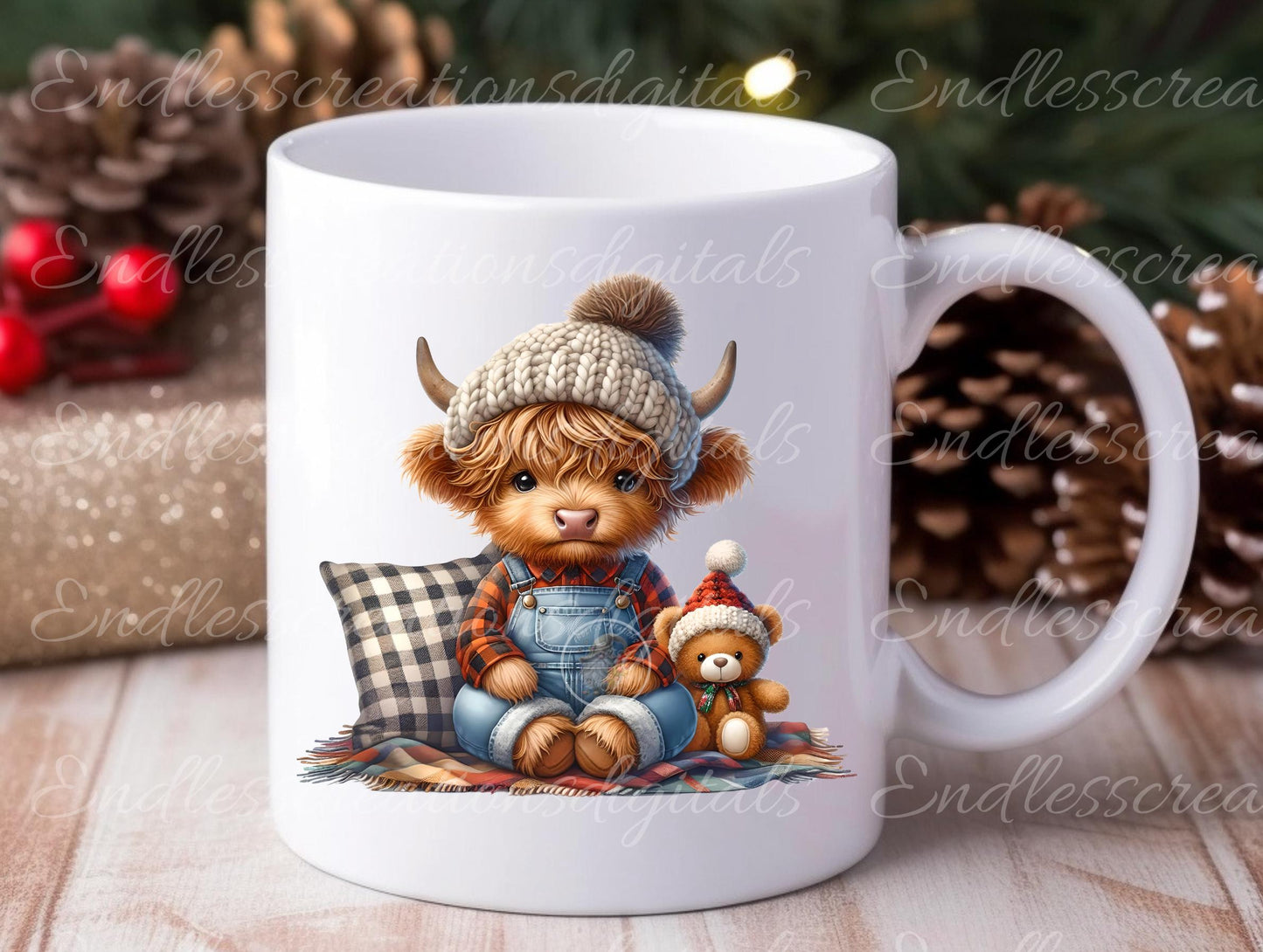WINTER COW Pillow covers, tea towel, tote bags mugs plant pots etc. sublimation 5 high definition 300 Dpi, transparent, add your own text