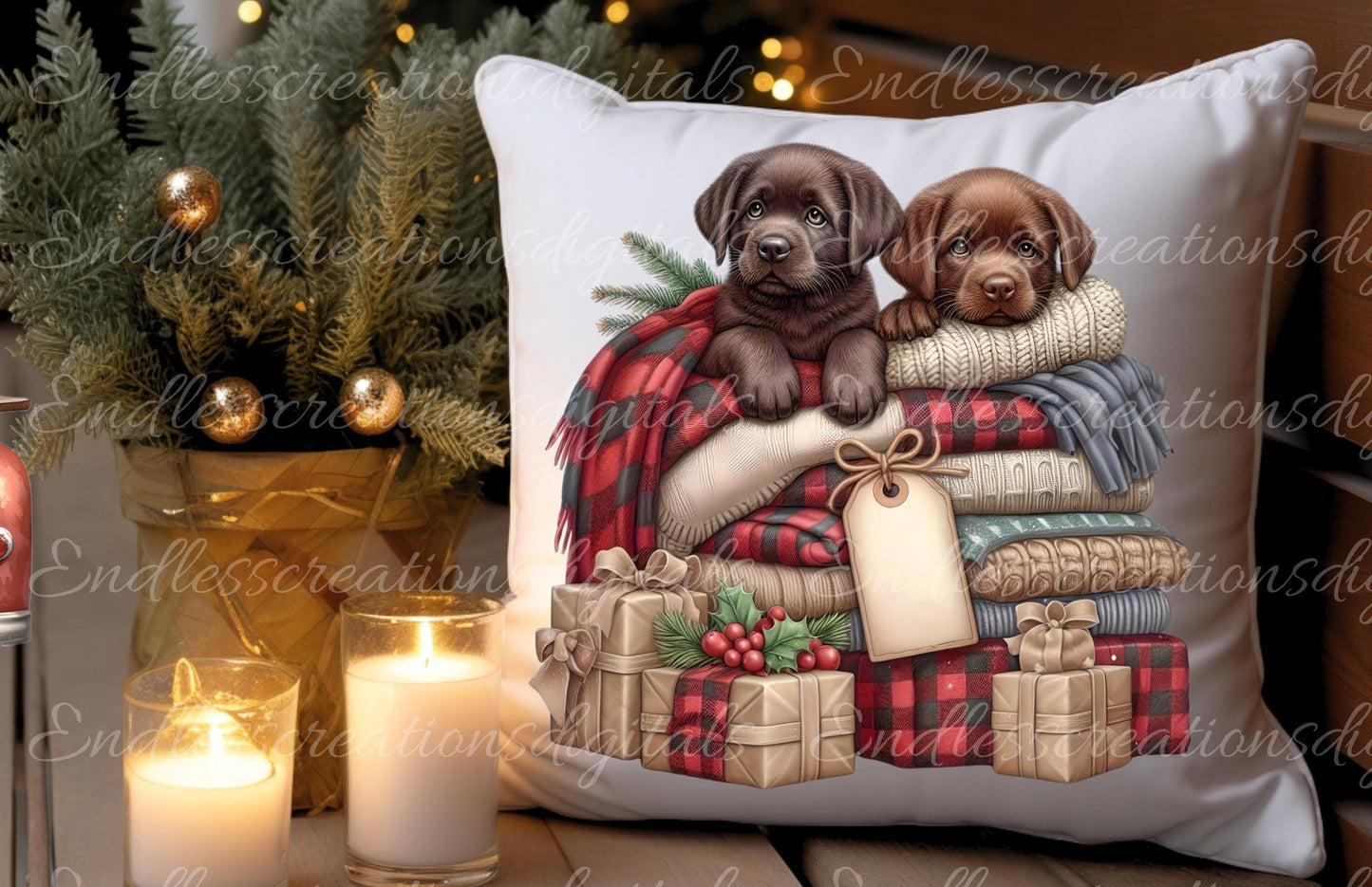 WINTER PUPPIES KITTENS Pillow covers, tea towel, mugs plant pots etc. sublimation 5 high definition 300 Dpi transparent, add your own text