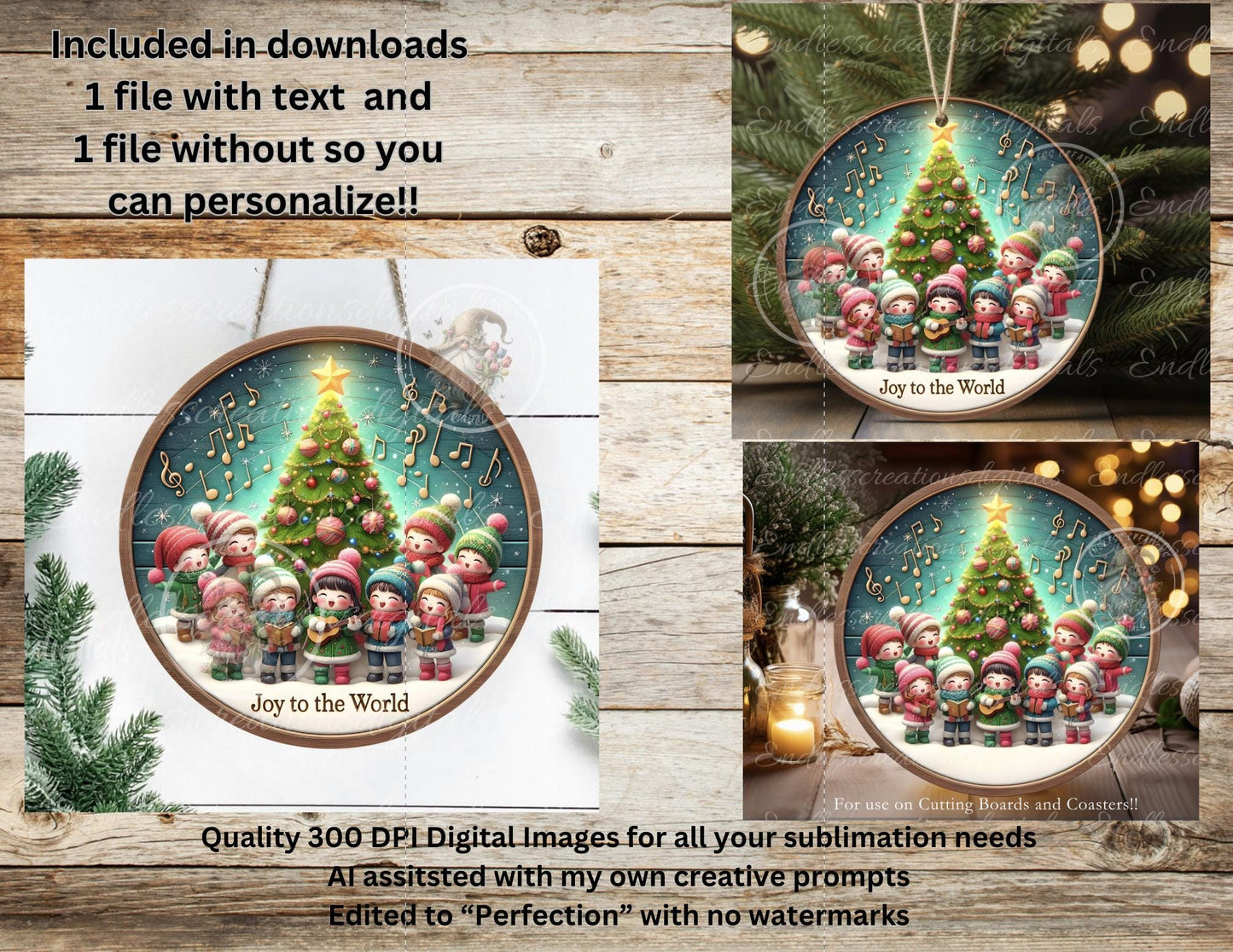 JOY TO THE World Door Hanger, cutting board, ornament sublimation high resolution 2 files for download 1 add your own text Resize