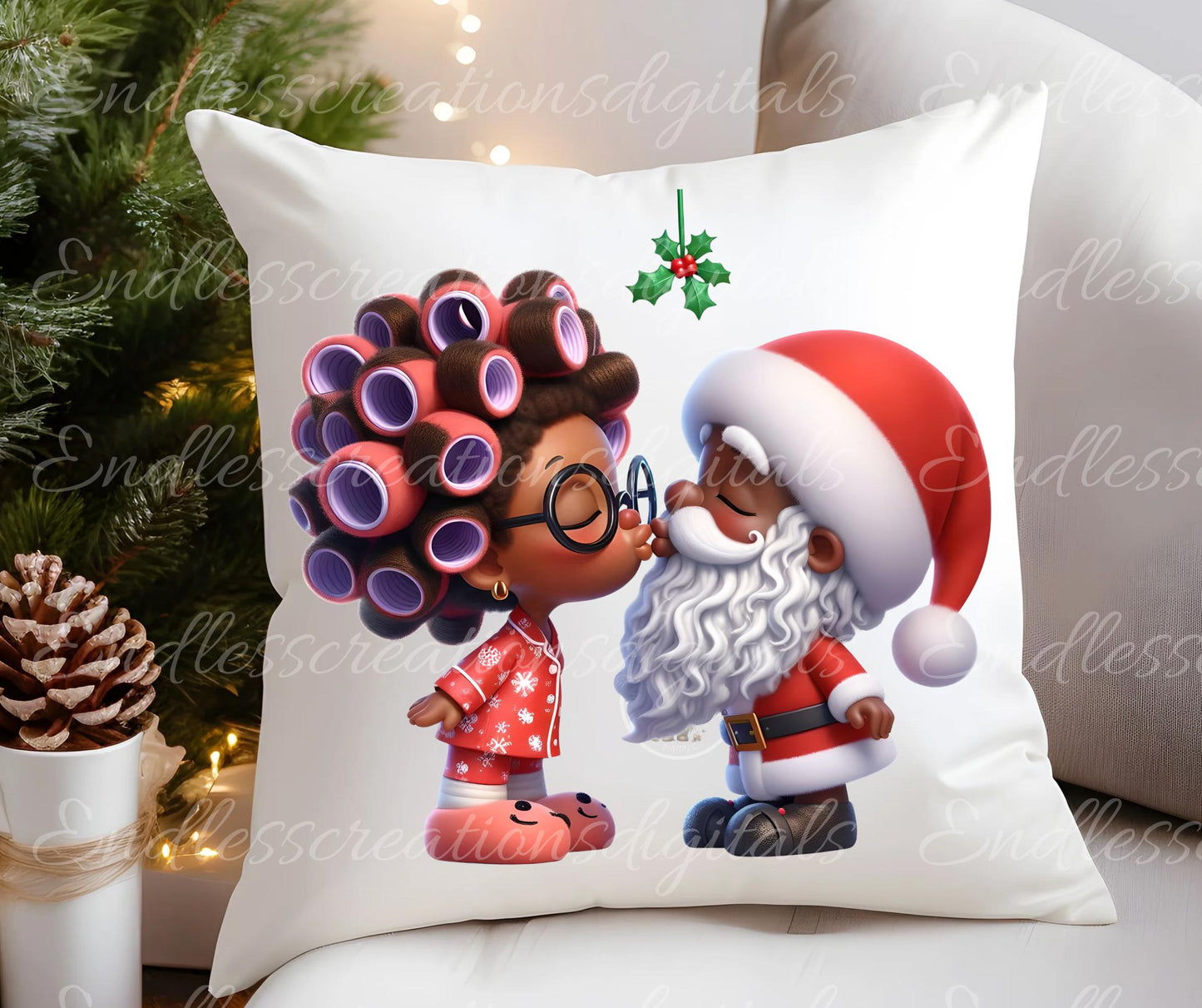 MOMMY KISSING SANTA Pillow covers, tea towel, mugs, plant pots etc. sublimation 5 high definition 300 Dpi, transparent, add your own text