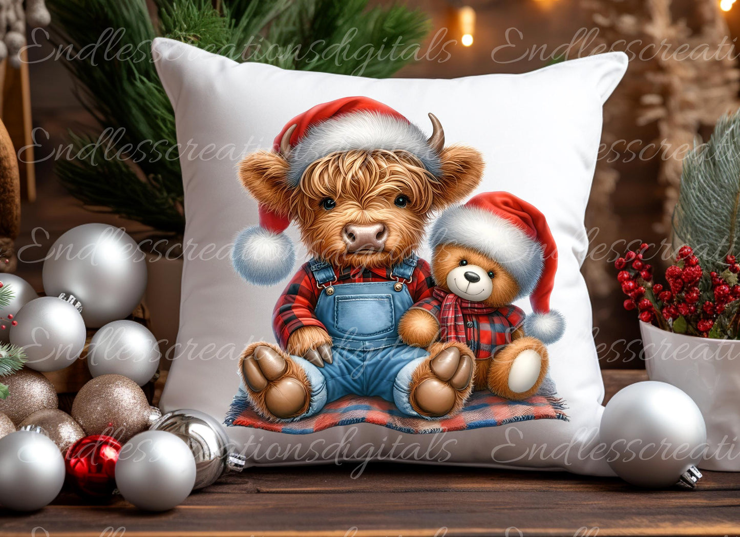 CUTE HIGHLAND COW Pillow covers, tea towel, mugs, plant pots etc. sublimation 5 high definition 300 Dpi, transparent, add your own text