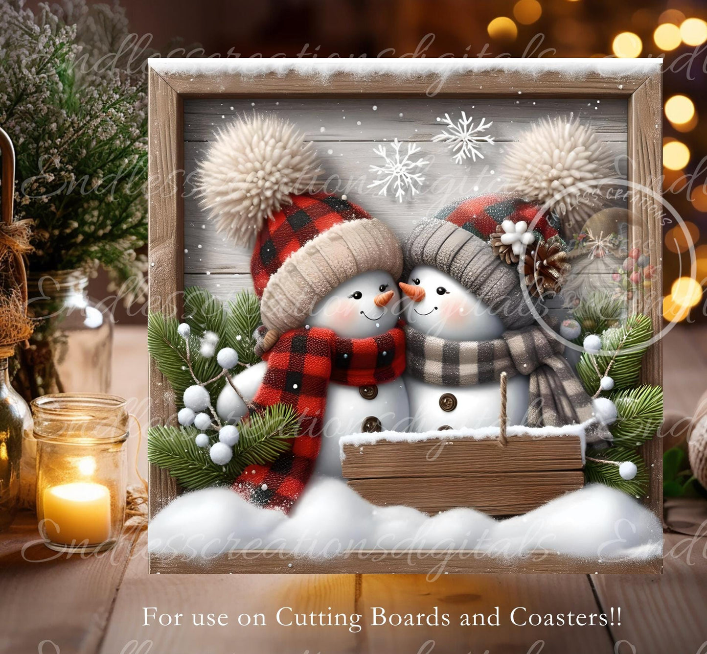 MISTLETOE GNOMES ROUND Door Hanger, cutting board, ornament sublimation high resolution 2 files for download 1 add your own text Resize