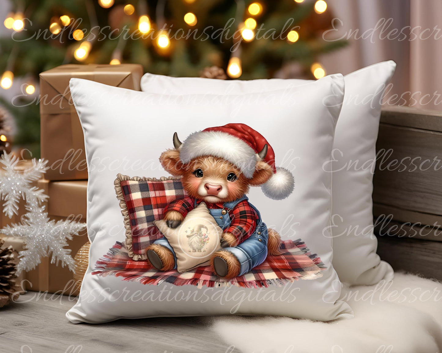 WINTER COW Pillow covers, tea towel, tote bags mugs plant pots etc. sublimation 5 high definition 300 Dpi, transparent, add your own text