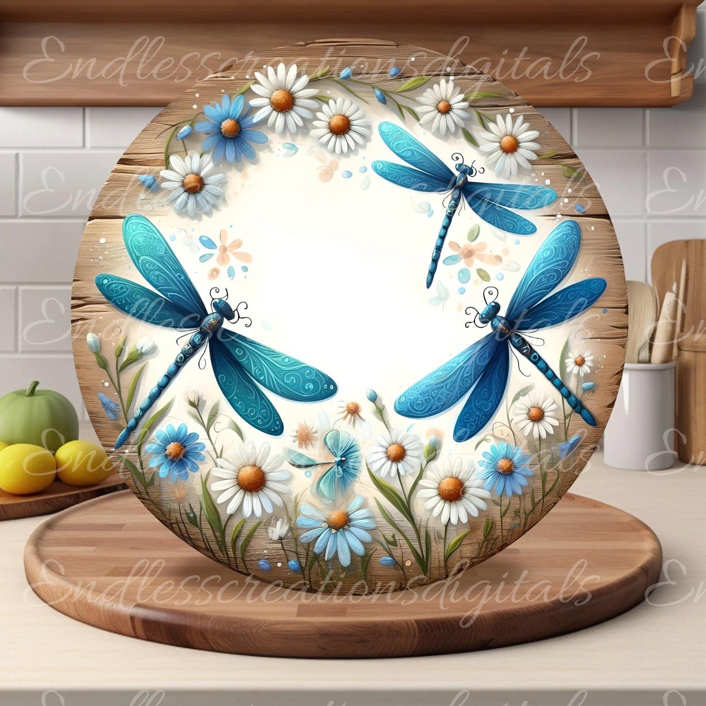 DRAGONFLY DOOR HANGER, wreath sign png, for sublimation high resolution, 2 files for download, 1 add your own text