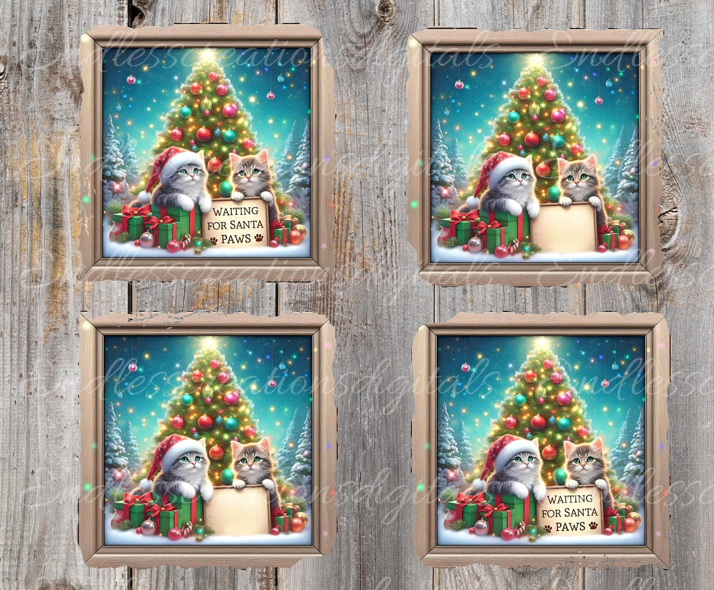 WAITING FOR SANTA Paws Door Hanger, cutting board, ornament sublimation high resolution 2 files for download 1 add your own text Resize