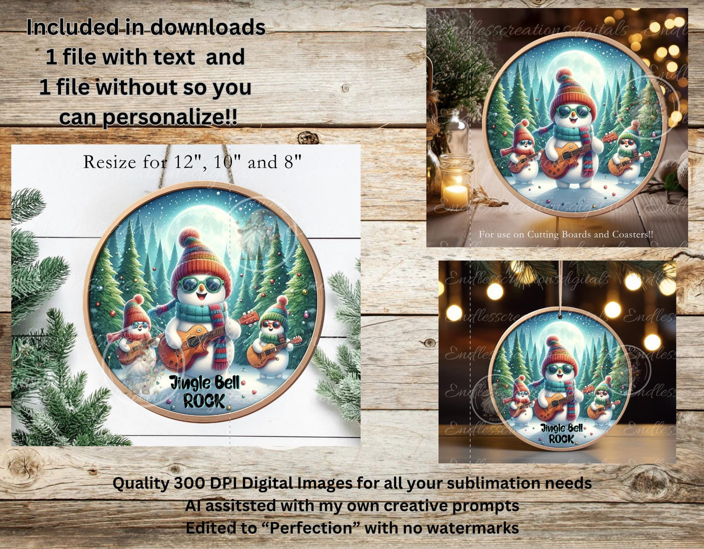JINGLE BELL ROCK Door Hanger, cutting board ornament sublimation high resolution 2 files for download 1 add your own text Resize to 3"