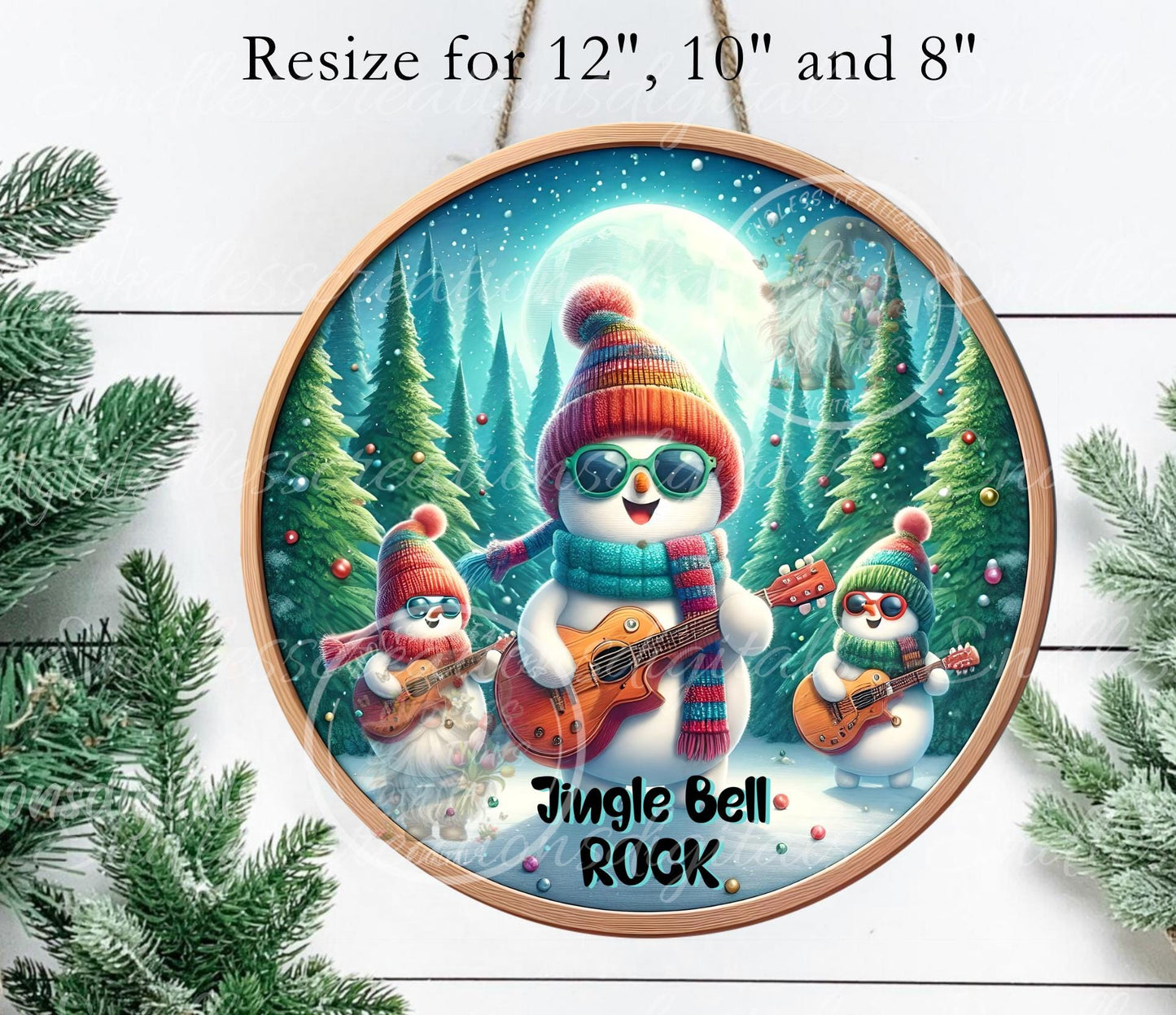 JINGLE BELL ROCK Door Hanger, cutting board ornament sublimation high resolution 2 files for download 1 add your own text Resize to 3"