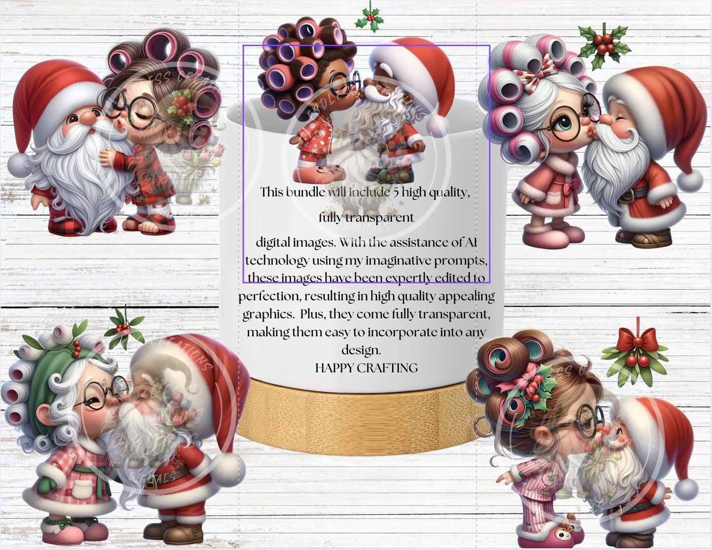 MOMMY KISSING SANTA Pillow covers, tea towel, mugs, plant pots etc. sublimation 5 high definition 300 Dpi, transparent, add your own text