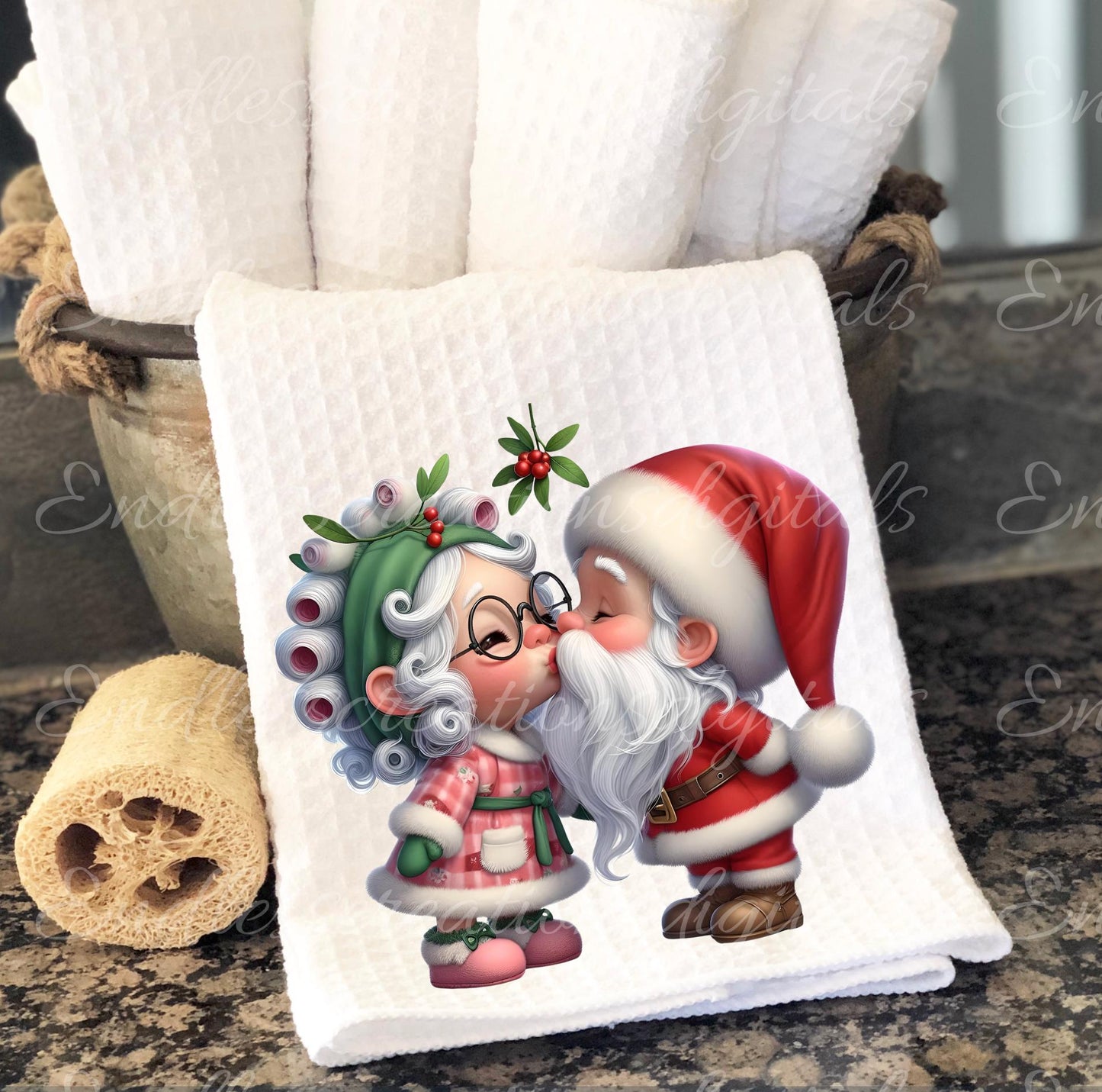 MOMMY KISSING SANTA Pillow covers, tea towel, mugs, plant pots etc. sublimation 5 high definition 300 Dpi, transparent, add your own text