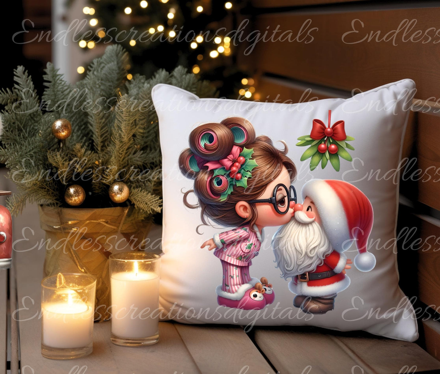 MOMMY KISSING SANTA Pillow covers, tea towel, mugs, plant pots etc. sublimation 5 high definition 300 Dpi, transparent, add your own text