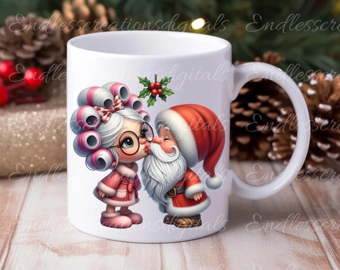 MOMMY KISSING SANTA Pillow covers, tea towel, mugs, plant pots etc. sublimation 5 high definition 300 Dpi, transparent, add your own text