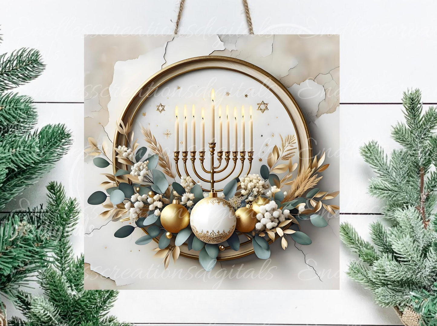 HAPPY HANUKKAH SQUARE Door Hanger, cutting board, ornament sublimation high resolution 2 files for download 1 add your own text Resize