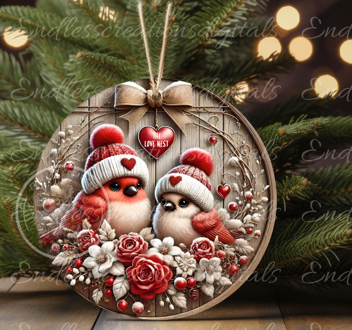 VALENTINES LOVE BABY Cardinals door hanger keychain, round slate, for sublimation high resolution can be resized, 2 files 1 blank, resize