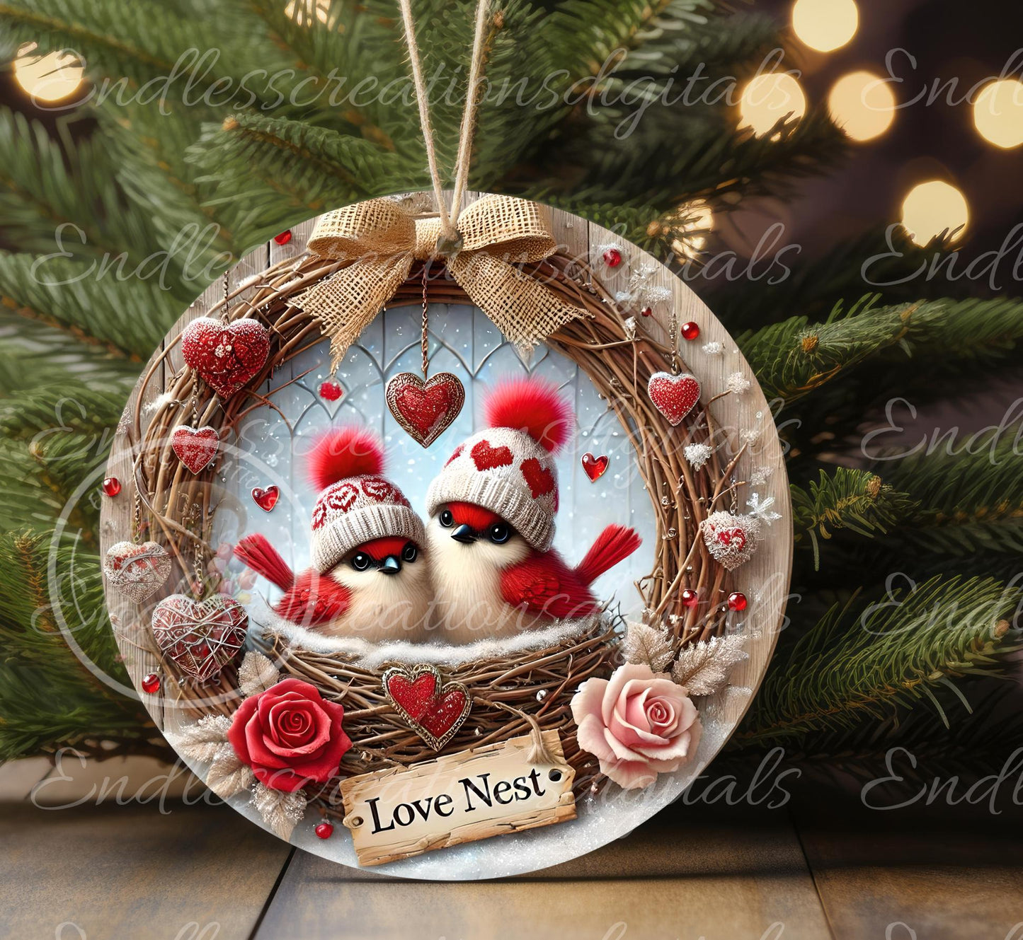 VALENTINES LOVE BABY Cardinals door hanger keychain, round slate, for sublimation high resolution can be resized, 2 files 1 blank, resize