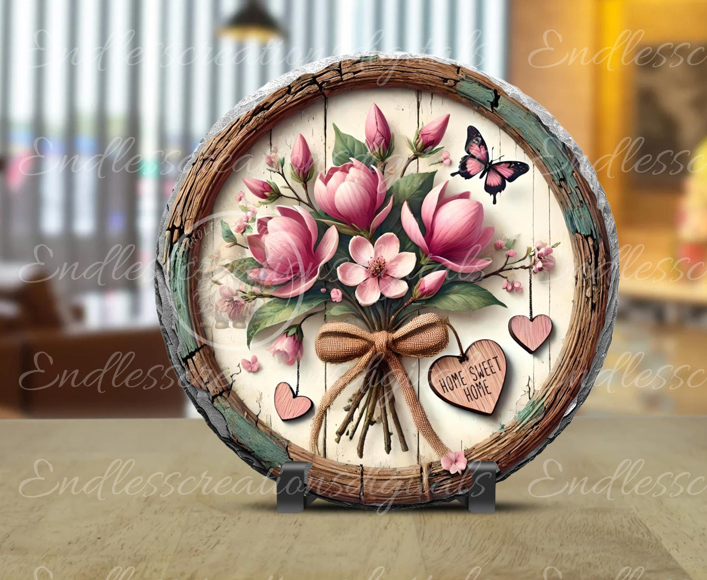 MAGNOLIA HOME SWEET Home door hanger, wreath sign, round slate for sublimation high resolution can be resized, 2 files 1 blank, resize