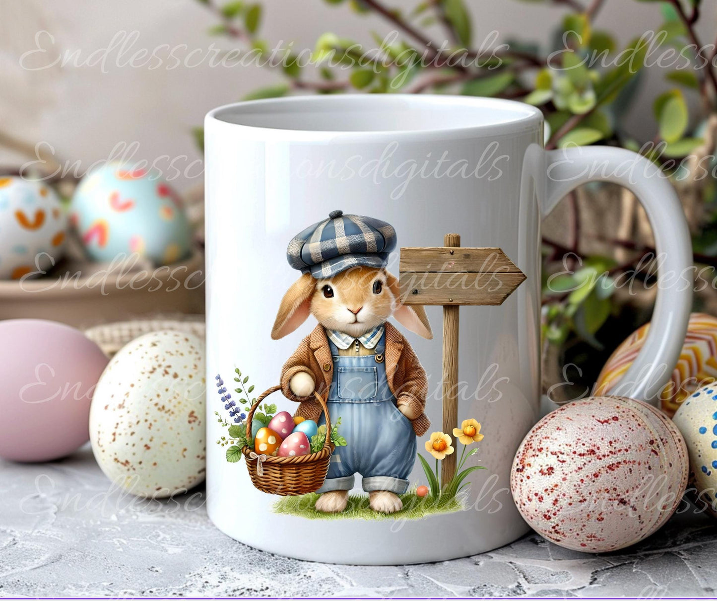 EASTER BOY BUNNY, Pillow covers, tea towel mugs, plant pots etc sublimation package of 5, 300 Dpi high quality png files for download