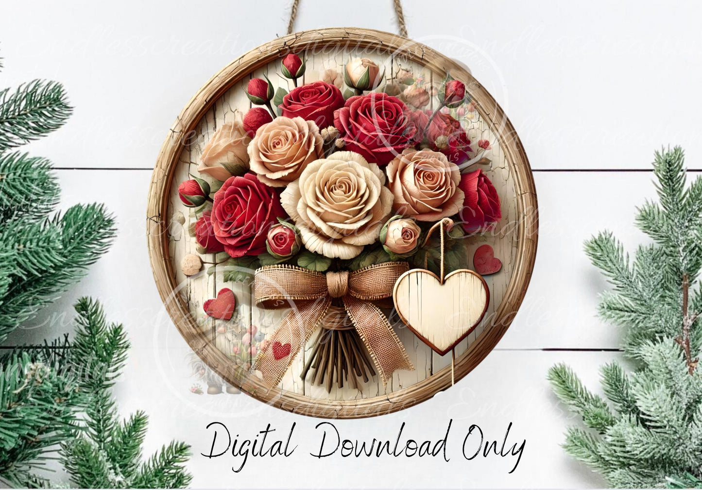 LOVE LIVES HERE Valentines/Spring door hanger, keychain round slate, for sublimation high resolution can be resized, 2 files 1 blank,