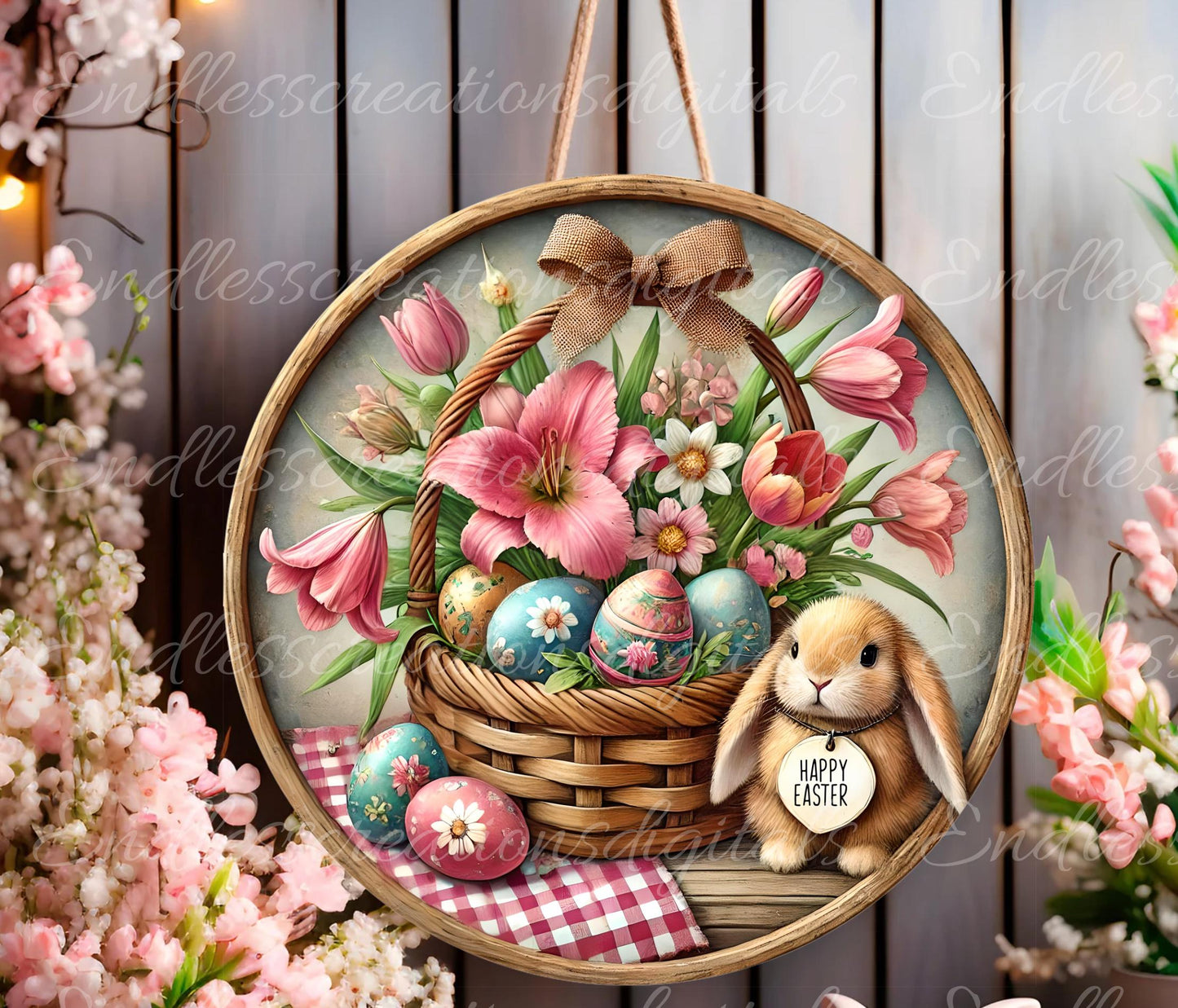 EASTER SUBLIMATION WREATH Sign, door hanger, slate for sublimation high resolution, 2 files for download, 1 add your own text