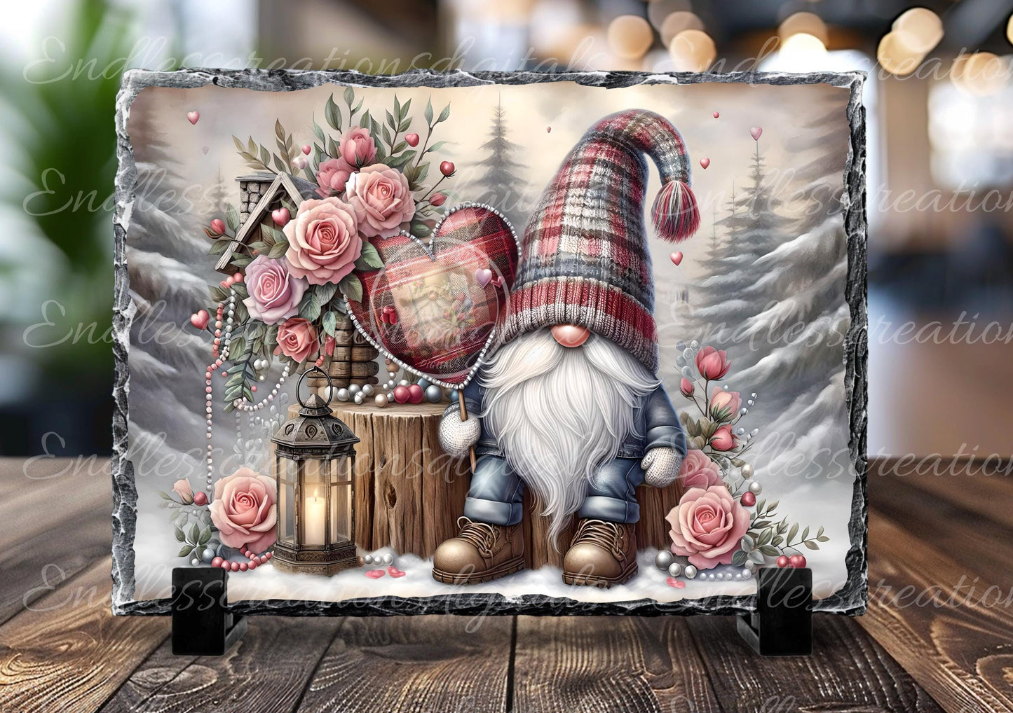 VALENTINES GNOME, digital download only, 2 files, 1 blank for your own text, 300 DPI
