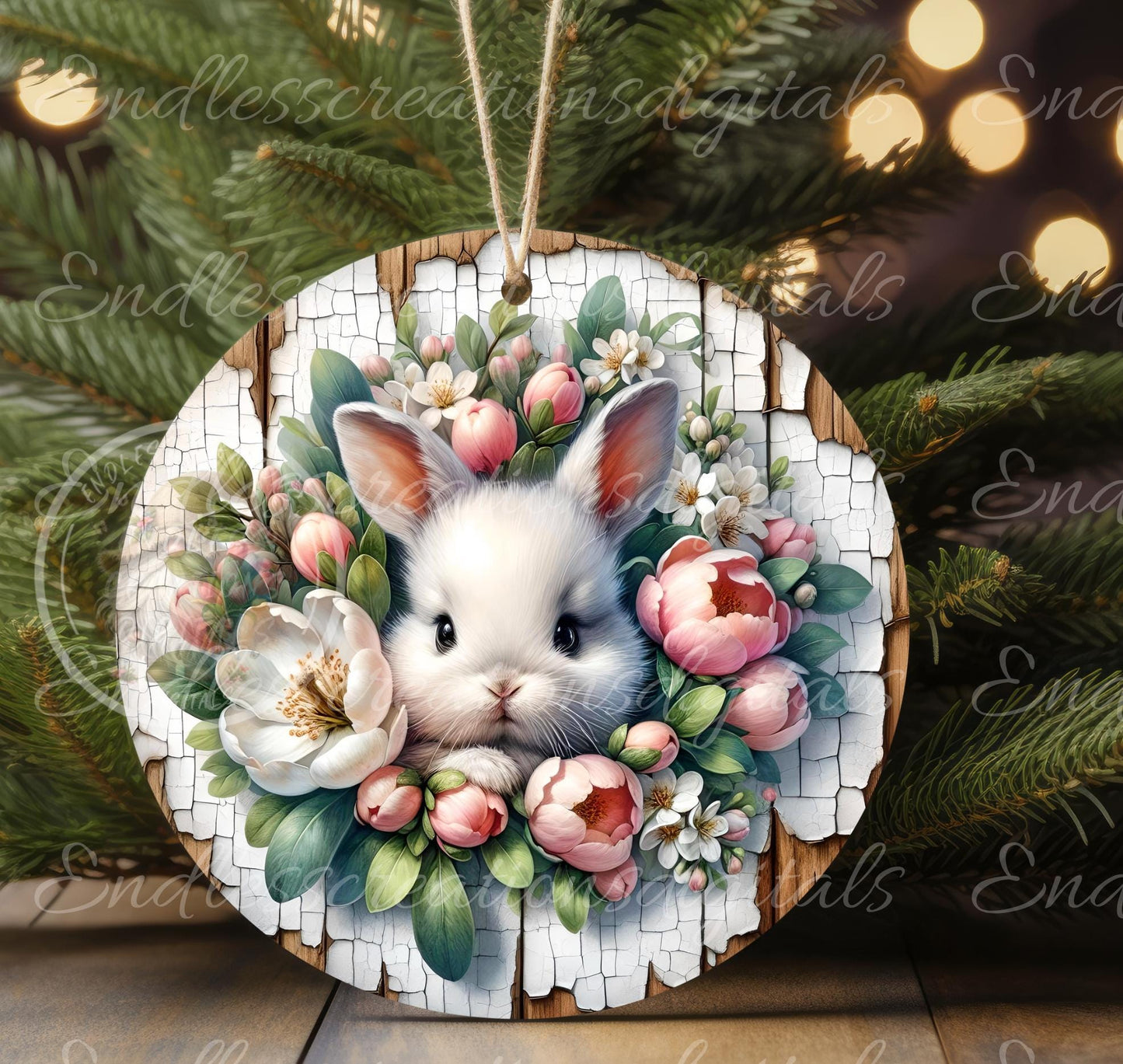 SPRING BABY BUNNY Magnolia Wreath Sign, door hanger, wind spinners, slate for sublimation, quality high resolution 1 file for download