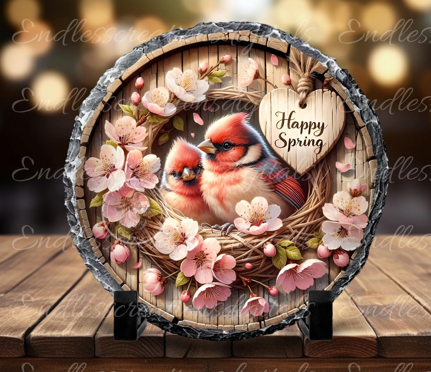 SPRING BABY CARDINALS Wreath Sign, door hanger, wind spinners slate for sublimation high resolution 2 files for download 1 add your own text