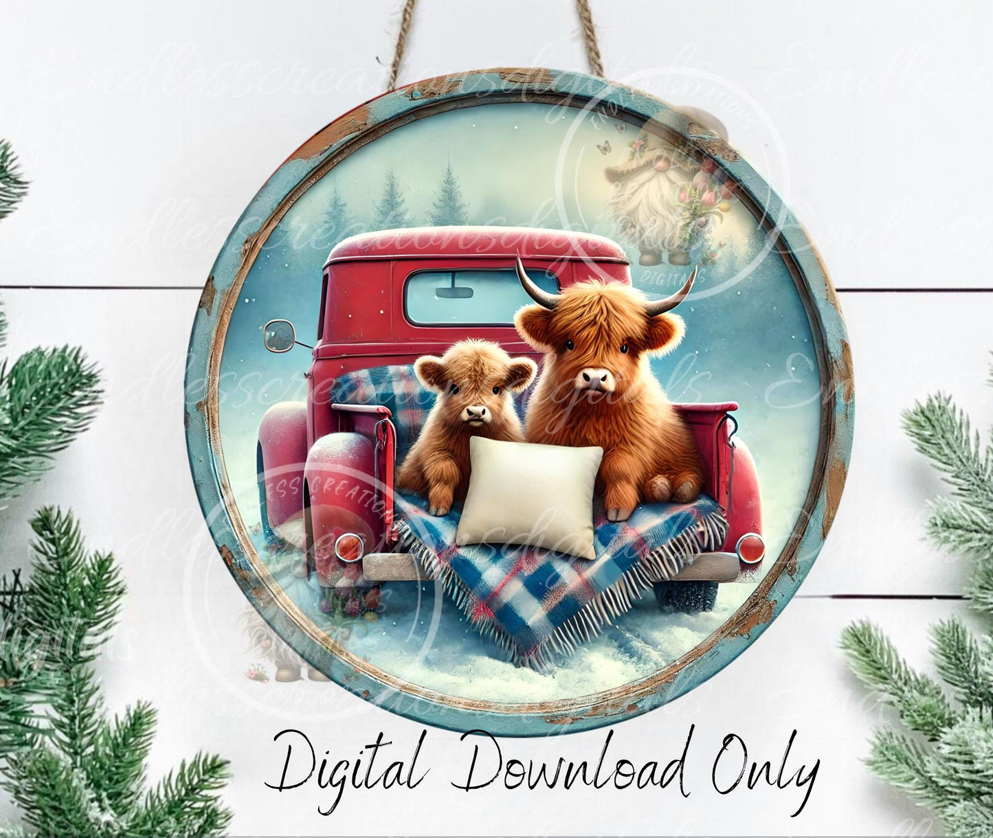 HIGHLAND COW VALENTINES Wreath Sign, door hanger, slate for sublimation high resolution, 2 files for download, 1 add your own text