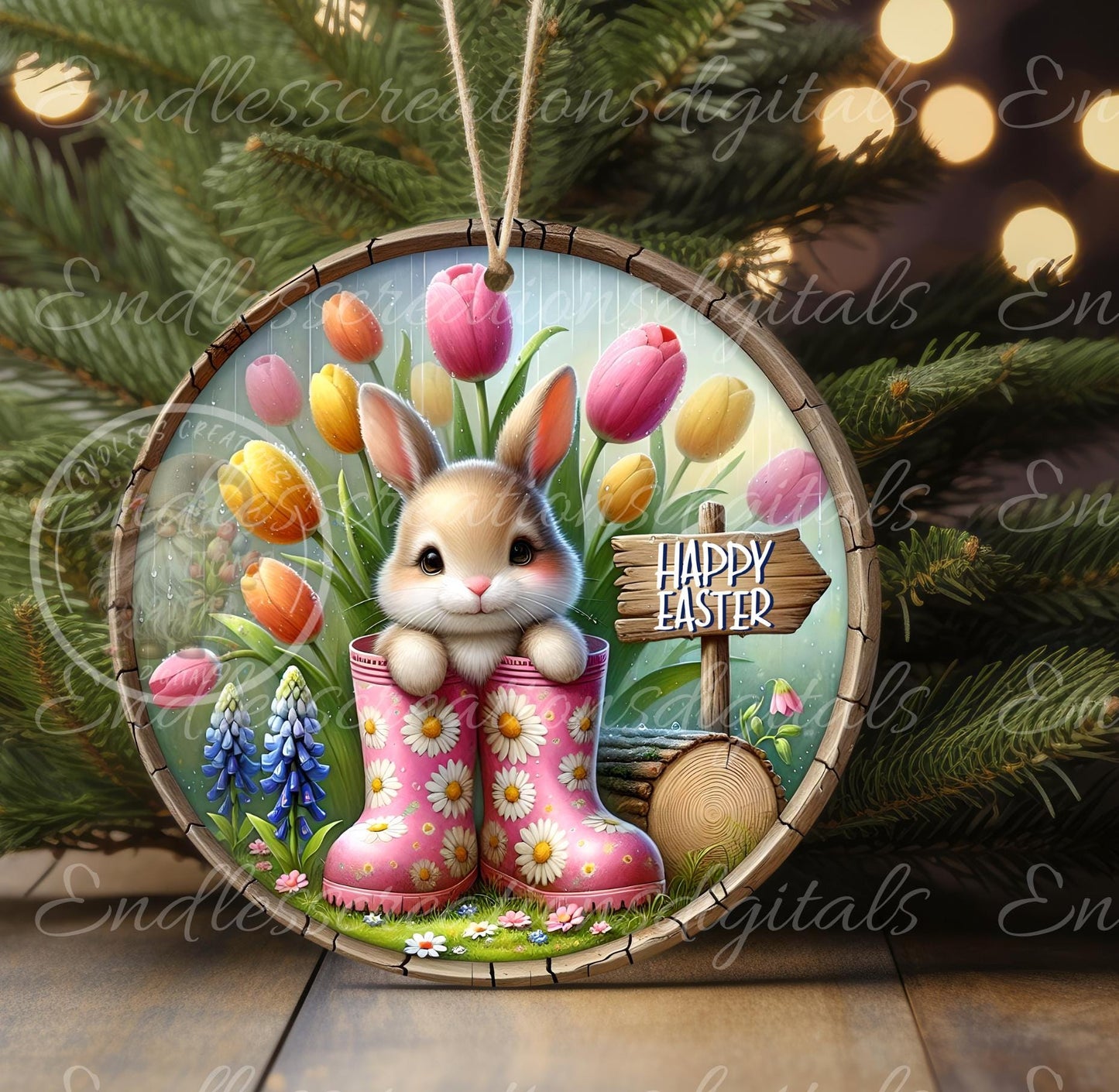 EASTER BABY BUNNY Spring Floral Wreath Sign, door hanger, slate for sublimation high resolution 2 files for download 1 add your own text