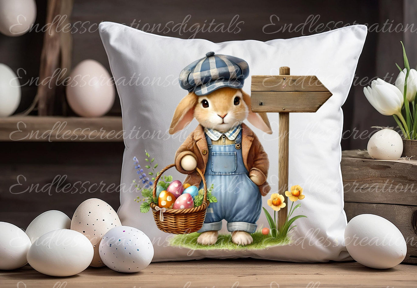 EASTER BOY BUNNY, Pillow covers, tea towel mugs, plant pots etc sublimation package of 5, 300 Dpi high quality png files for download