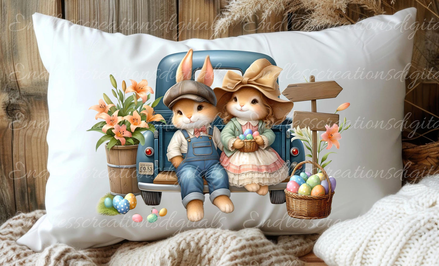 EASTER BOY BUNNY, Pillow covers, tea towel mugs, plant pots etc sublimation package of 5, 300 Dpi high quality png files for download